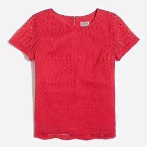 J. Crew Factory Coral Lace Tee Shirt NWT